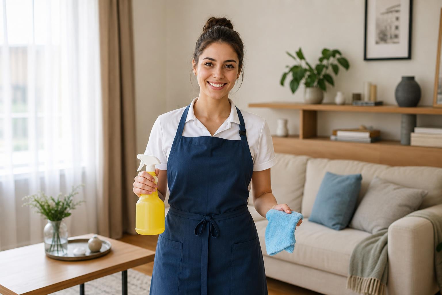 Professional cleaner polishing a kitchen counter in a Los Gatos home